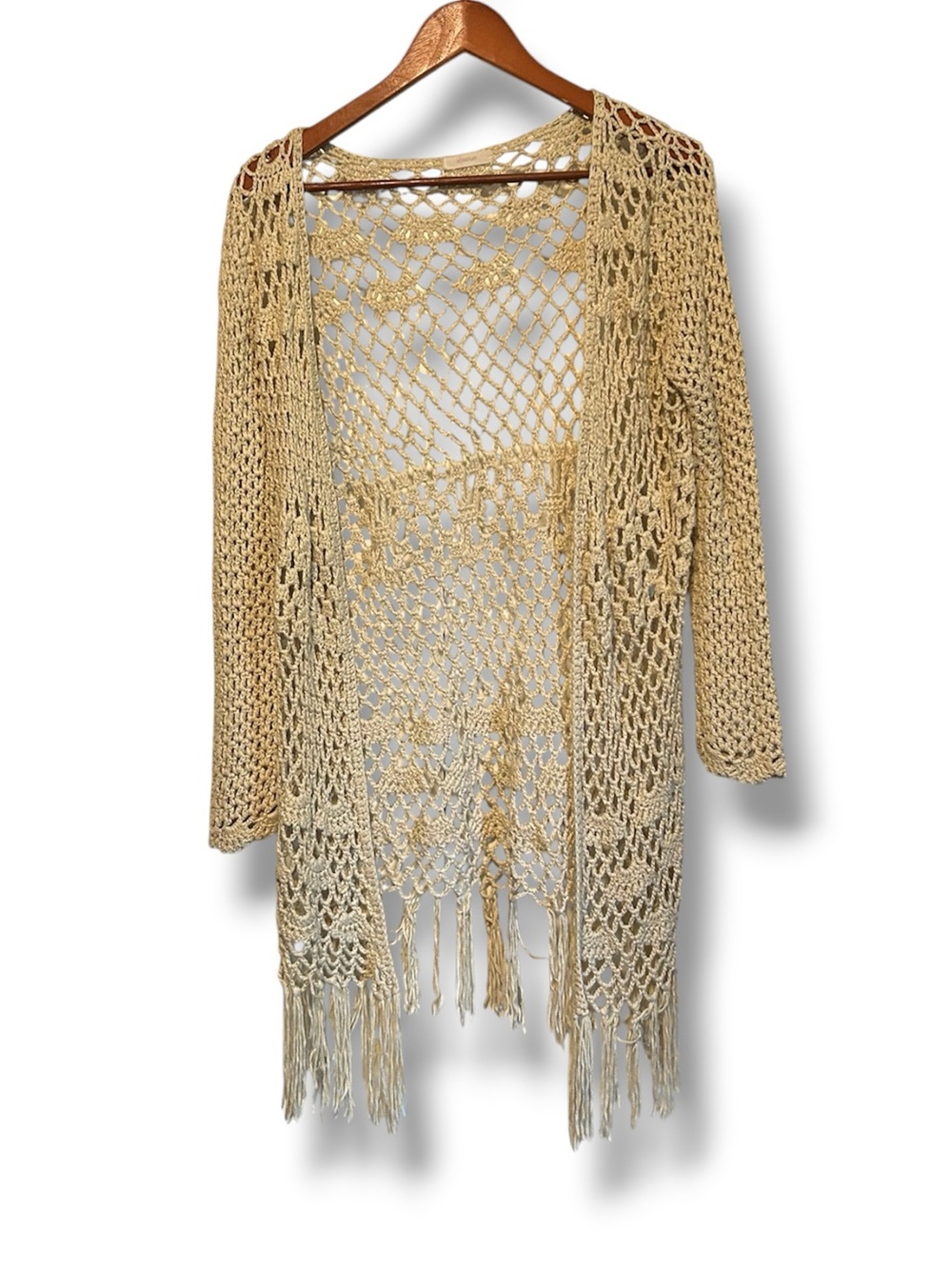 [Honeylee] Crochet Fringe Open Cardigan